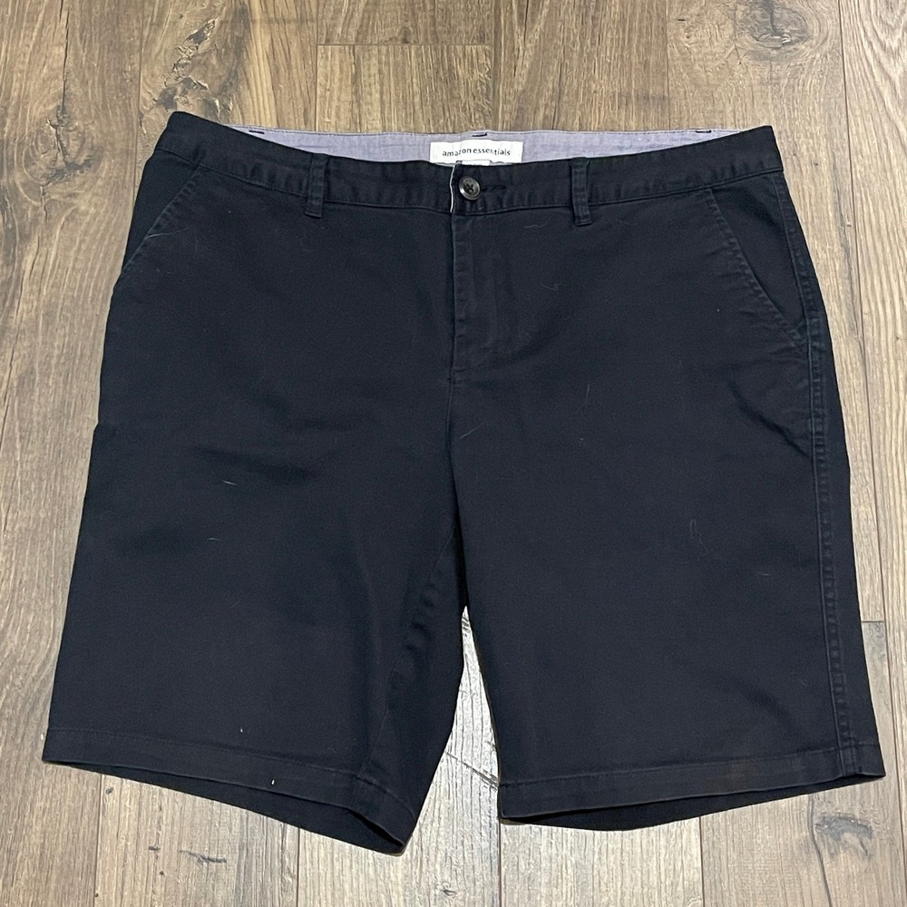 Amazon Essentials Womens Chino Shorts Black Size 14 Cotton Stretch Casual 8in